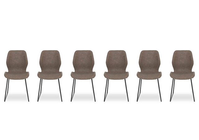 Pedro Set of 6 Faux Leather Ski Leg Dining Chairs - Light Brown