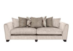 Mariah 4 Seater Fabric Scatter Back Split Frame Sofa with Brass Insert - Dapple Cream with Brass Insert