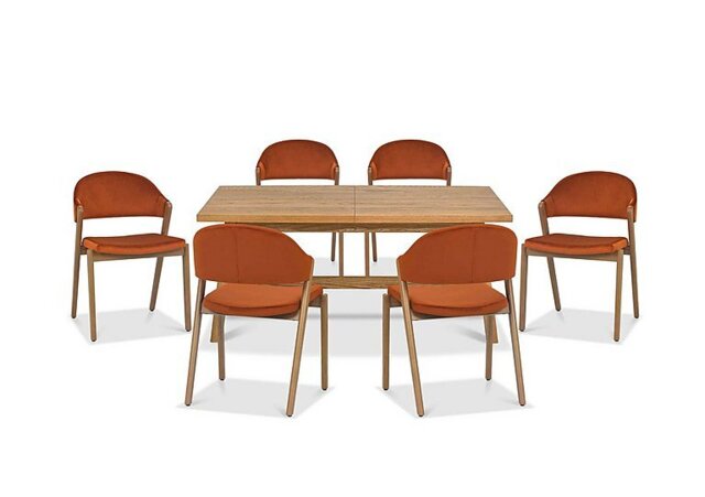 Stratford Small Extending Dining Table with 6 Fabric Chairs