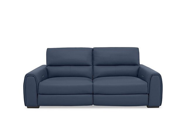 World of Leather - Flex NC Leather 3 Seater Power Recliner Sofa with Storage Arms - NC Ocean Blue