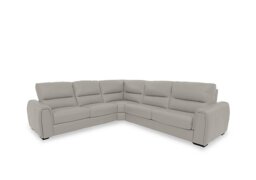 World of Leather - Flex Leather Large Left Hand Facing Corner Sofa Bed with Storage Arm - Silver Grey