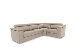 Nicoletti - Canto Small Leather Corner Sofa - Botera Crema - Sofas and Armchairs
