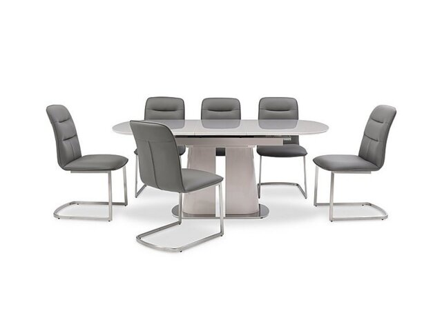 Cashmere Pop-Up Extending Dining Table and 6 Chairs - 140-cm - Charcoal