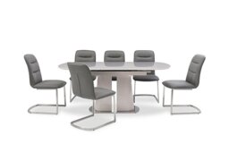 Cashmere Pop-Up Extending Dining Table and 6 Chairs - 140-cm - Charcoal