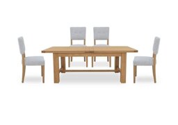 Furnitureland - Augusta Large Rectangular Extending Dining Table and 4 Open Back Upholstered Chairs
