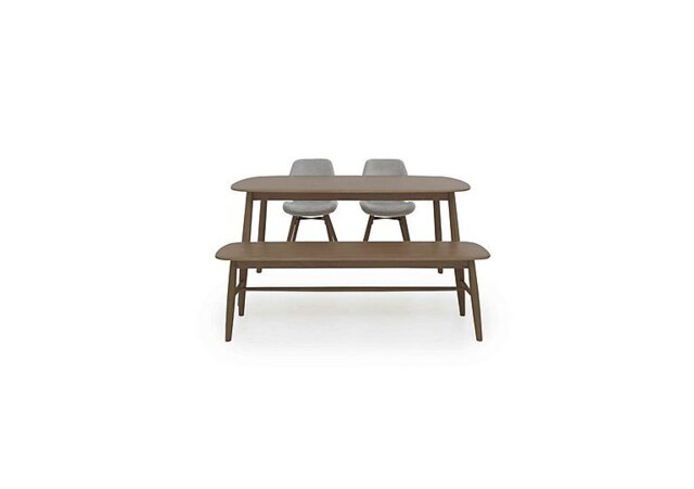 Stockholm Fixed Dining Table with 2 Upholstered Chairs and a Bench - Dark Oak