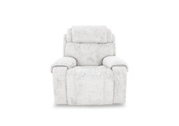 World of Leather - Hollywood Fabric Power Recliner Chair with Power Headrest and Storage Arms - Frost