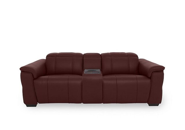 Inca NC Leather 3 Seater Power Recliner Sofa with Power Headrests and Fridge Console - Ruby