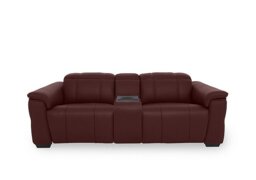Inca NC Leather 3 Seater Power Recliner Sofa with Power Headrests and Fridge Console - Ruby
