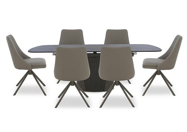 Icon Bronze Extending Dining Table and 6 Icon Chairs with Bronze Legs - 180-cm