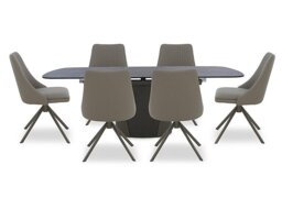 Icon Bronze Extending Dining Table and 6 Icon Chairs with Bronze Legs - 180-cm