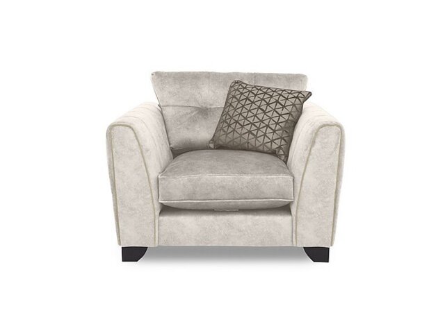 Mariah Classic Back Fabric Armchair with Brass Insert - Dapple Cream with Brass Insert