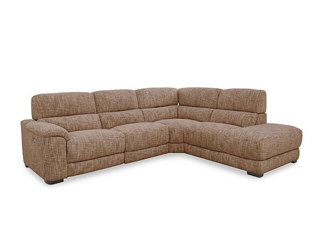 Nova Fabric Power Recliner Right Hand Facing Chaise End Sofa with Power Headrests - Light Brown