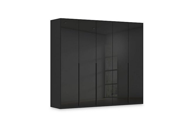 Rauch - Haven 251cm 5 Door Hinged Wardrobe with Glass Doors - Black Glass