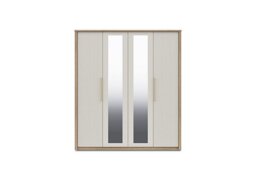 London Bedrooms - Chelsea 4 Door Wardrobe with 2 Mirror Doors and Gold Handles