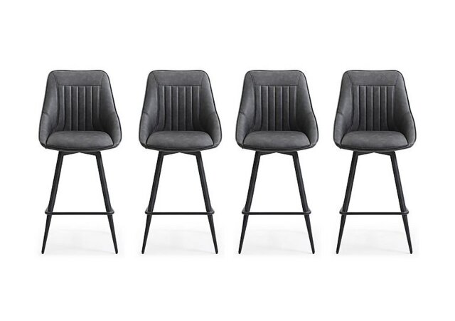Crete Set of 4 Faux Leather Swivel Bar Stools