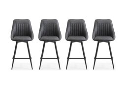 Crete Set of 4 Faux Leather Swivel Bar Stools