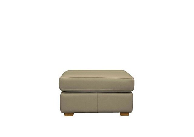 G Plan - Seattle Leather Footstool with Wooden Feet - Cambridge Taupe