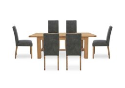 Furnitureland - Augusta Large Rectangular Extending Dining Table and 6 Cowboy Upholstered Chairs - Grey