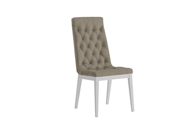 Palazzo Capitonne Buttoned Dining Chair in Glossy White - Aquos Taupe
