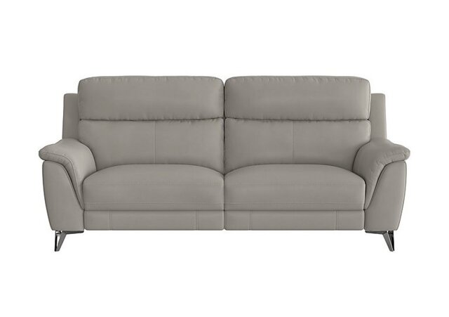 Contempo 3 Seater BV Leather Power Recliner Sofa - Silver Grey