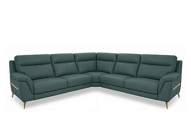 World of Leather - Eclipse Large Leather Corner Sofa - Lake Green