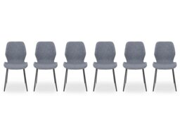 Matteo Set of 6 Faux Leather Ski Leg Dining Chairs - Light Grey