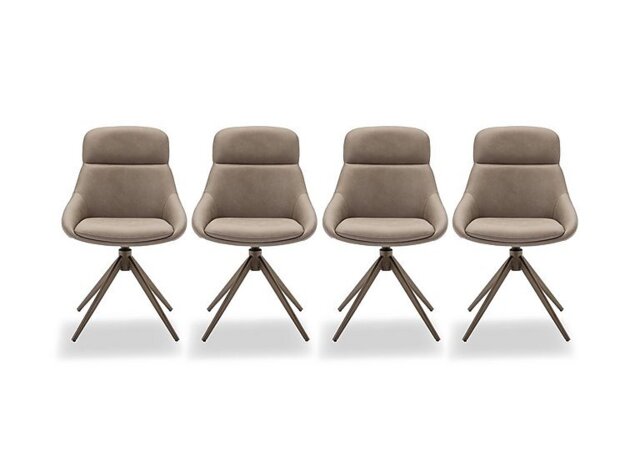 Arno Set of 4 Faux Leather Swivel Dining Chairs - Truffle - In Time for Christmas