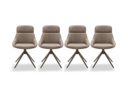 Arno Set of 4 Faux Leather Swivel Dining Chairs - Truffle - In Time for Christmas