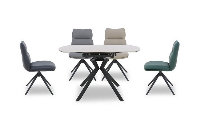 Quattro Round Extending Swivel Dining Table and 4 Swivel Chairs - Multicoloured