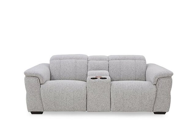 Inca Fabric 3 Seater Power Recliner Sofa with Pop Up Light Console and Power Headrests - Manhattan Stone