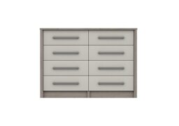 London Bedrooms - Euston 8 Drawer Wide Chest - Grey Oak/White Grey Gloss - Bedroom Furniture - In Time for Christmas