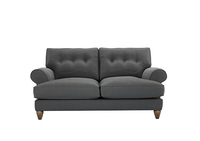 The Lounge Co. - Bronwyn 2.5 Seater Fabric Classic Back Foam Fill Sofa with Walnut Feet - Slate Shadow