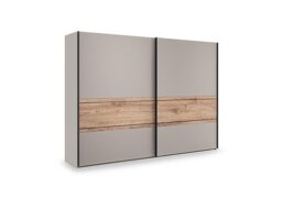Wiemann - Tullio 300cm 2 Door Sliding Wardrobe with Nordic Oak Accent - Pebble Grey