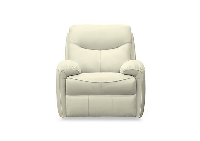 G Plan - Amesbury Leather Armchair with Manual Recliner - Cambridge Chalk