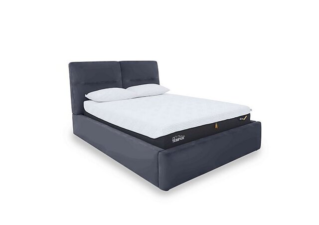 World of Leather - Stark Leather Manual Ottoman Bed Frame - King Size - BV Ocean Blue