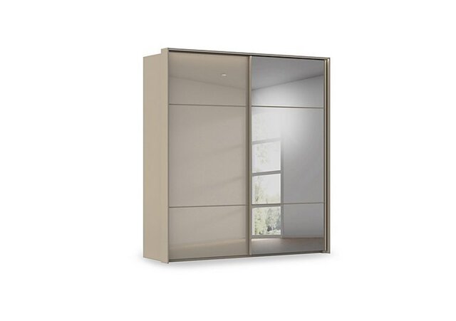Rauch - Haven 210cm 2 Door Slider Wardrobe with 1 Glass Door, 1 Mirror Door and Lights