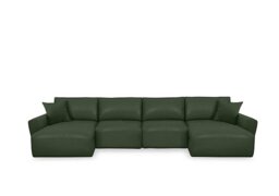 World of Leather - Gemini NC Leather U-Shaped Power Glider Sofa with Double Storage Chaises