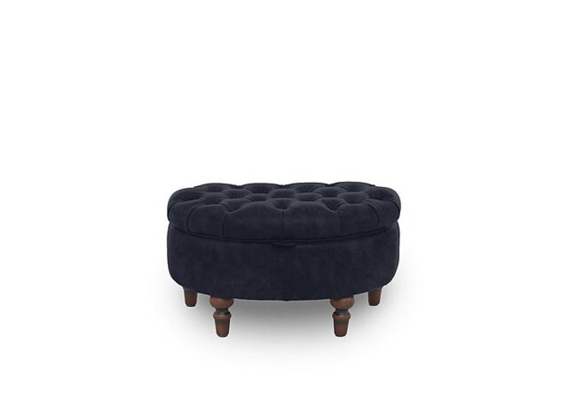 Columbus Fabric Half Moon Footstool - Manhattan Indigo
