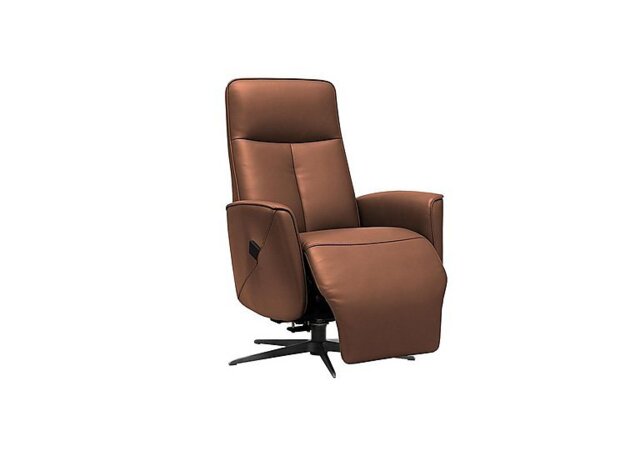 G Plan - Maribo Leather Lift and Rise Power Recliner Chair with Power Headrest and Black Base - Cambridge Conker