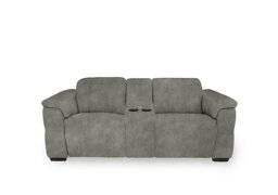 Inca Fabric 2 Seater Power Recliner Sofa with Pop Up Light Console and Power Headrests - Marble Stone