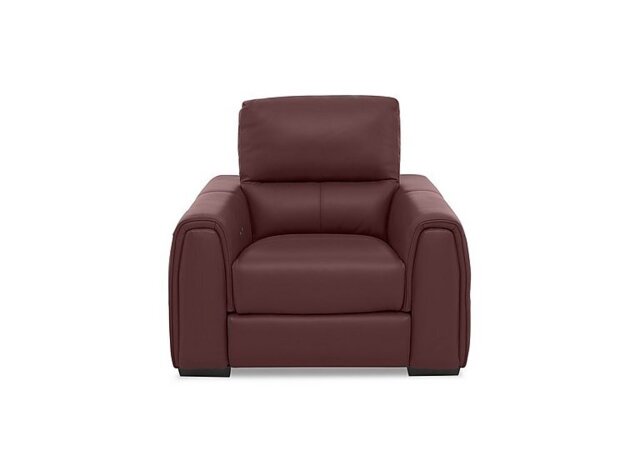 World of Leather - Flex NC Leather Power Recliner Armchair with Storage Arms - NC Deep Red