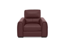 World of Leather - Flex NC Leather Power Recliner Armchair with Storage Arms - NC Deep Red