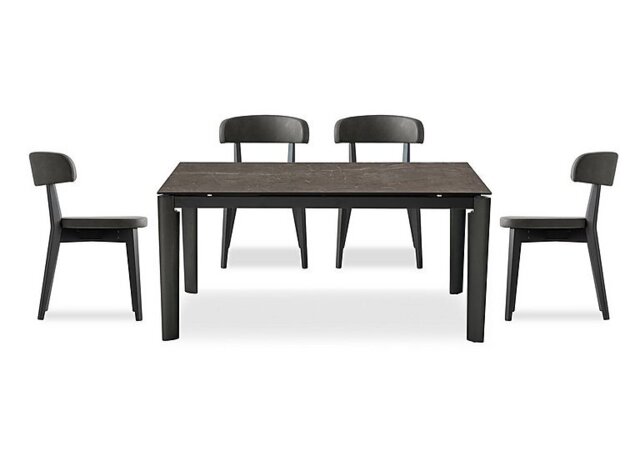 Connubia - Rosa 130cm Small Extending Dining Table with Bronze Ceramic Top and Graphite Wooden Legs and 4 Siren Chairs