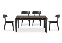 Connubia - Rosa 130cm Small Extending Dining Table with Bronze Ceramic Top and Graphite Wooden Legs and 4 Siren Chairs