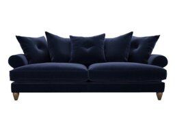 The Lounge Co. - Bronwyn 4 Seater Fabric Scatter Back Fibre Fill Sofa With Walnut Feet - Midnight Indigo