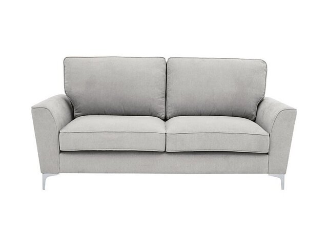 Legend 3 Seater Classic Back Fabric Sofa with Chrome Feet - Kingston Silver