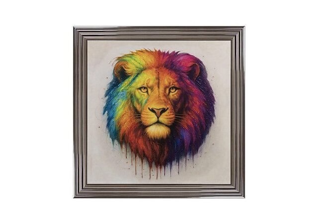 Multicolour Rocco Lion Framed Picture - Multicoloured