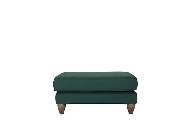The Lounge Co. - Bronwyn Fabric Footstool With Vintage Oak Feet - Curly Kale
