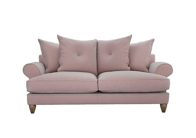The Lounge Co. - Bronwyn 3 Seater Fabric Scatter Back Foam Fill Sofa With Washed Oak Feet - Cotton Candy